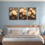 «Golden Floral», reproduction d'art sur toile tendue sur toile (ensemble de 3)-118089172