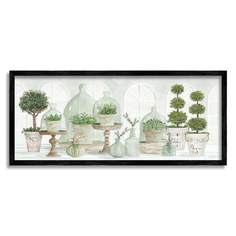 Table parisienne plante verte à feuilles vertes, pochettes traditionnelles, estampe numérique encadrée par Cindy Jacobs