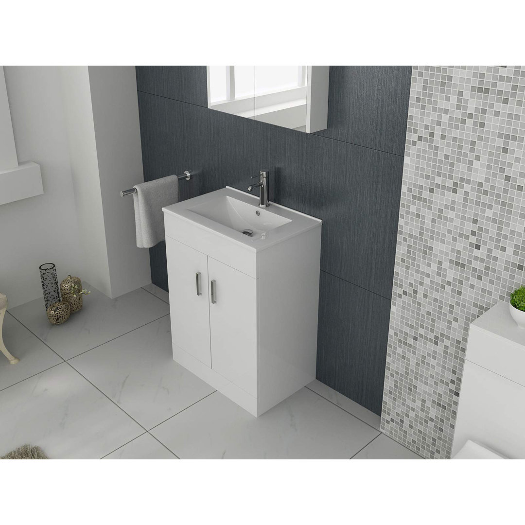 VeeBath Desire Venus 600 White FS Unit and Slim-Edge Basin