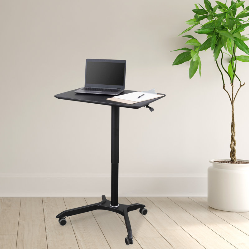 Black Adjustable Height Rolling Laptop Desk Cart