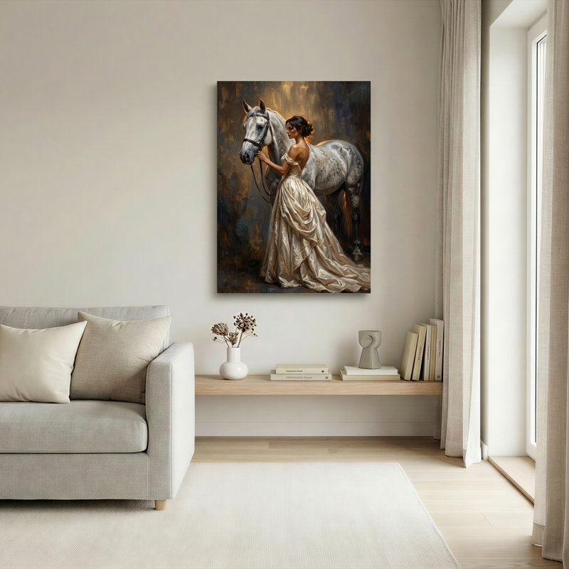 Cheval élégant, reproduction d'art sur toile, ensemble de 1, 40"H x 28"W, Wrapped Canvas