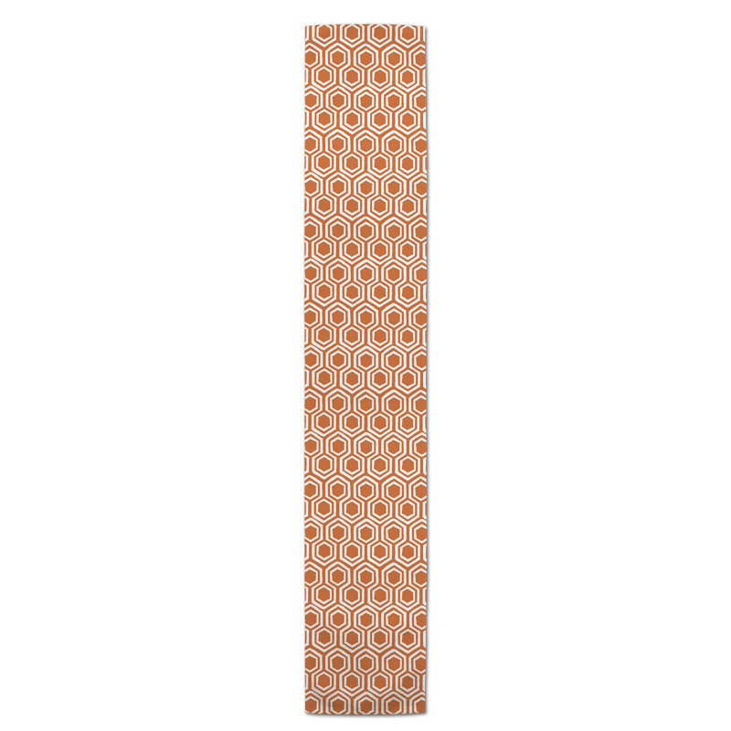 Chemin de table Doster, Orange, 72 po x 16 po, Géomestrique 8