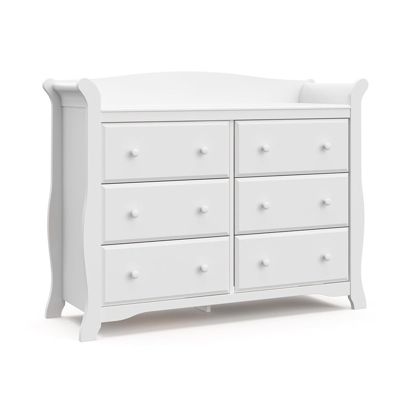 Commode double 6 tiroirs (blanc) - Commode pour chambre à coucher, organisateur de commode de chambre de bébé