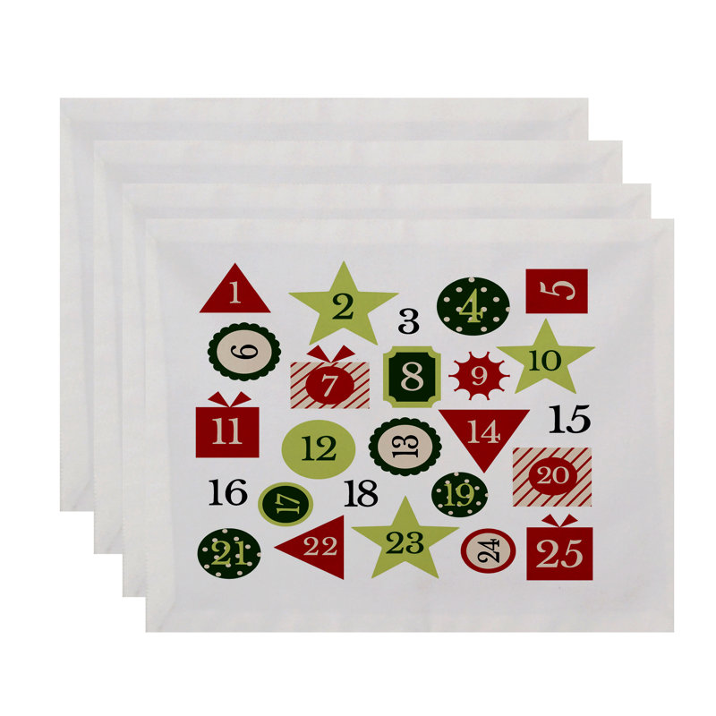 Polyester Geometric Square Placemat, Red
