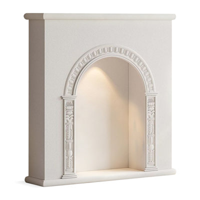 White Manufacted Wood Freestanding Fireplace