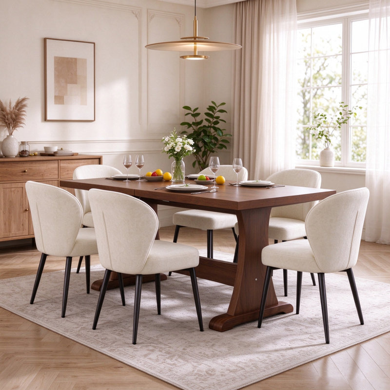 Ensemble de salle à manger résistant aux égratignures pour la famille, table en bois de 67,7 po et chaises ergonomiques