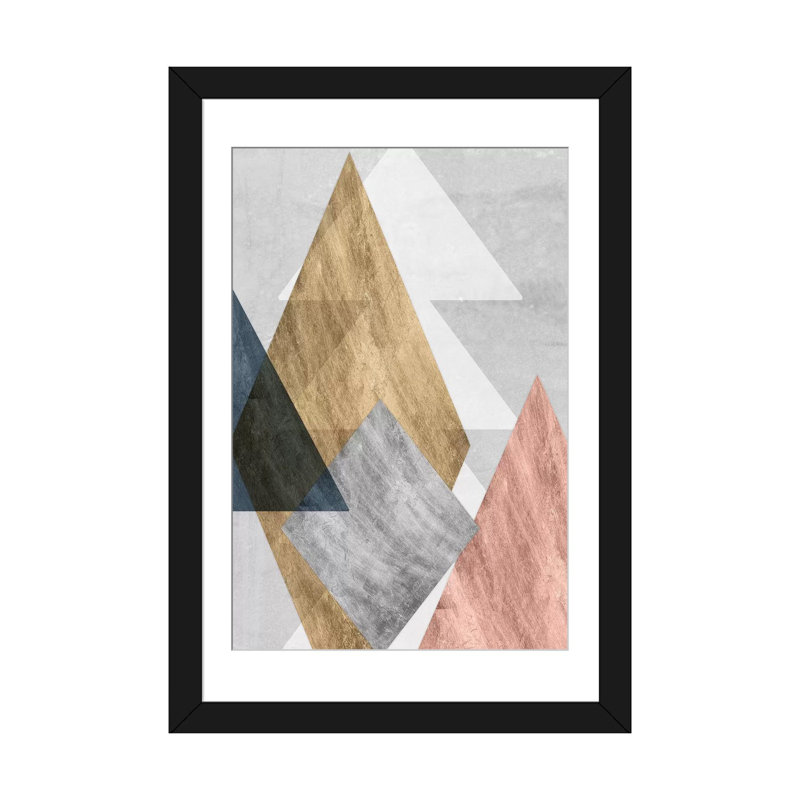 «Peaks I», impression sur toile, Blanc, Papier beaux-arts encadré noir, H 32 po x l 24 po x P 1 po