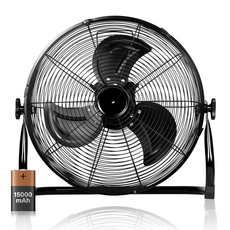 Rechargeable Battery Powered Variable Speed Fan Adjustable Tilt with 5V USB Output for Outdoor Use, 16"