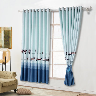 Paire de rideaux semi-transparents en polyester Aissa