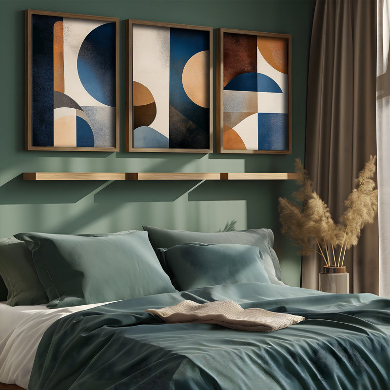 Stunning 3-Piece Decorative Framed MDF Painting Set, 27.6 x 19.7 x 0.1 inches | 100% MDF with 3 mm Thickness, 100% Pine Wood Frame | UV Printed Artwork, Perfect for Living Room or Office Décor, Eye-Catching Design