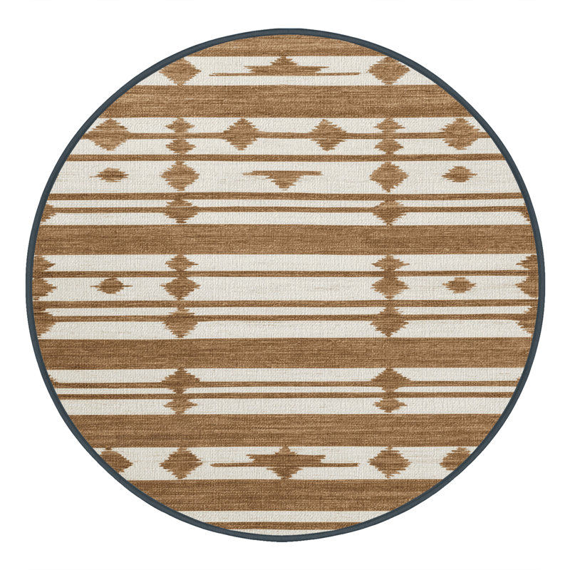  Tapis rayé blanc lavable et brun clair, Tapis de couloir 2 pi x 4 pi
