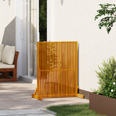 Privacy Screen Brown Solid Acacia Wood With An Oiled Finish, Steel