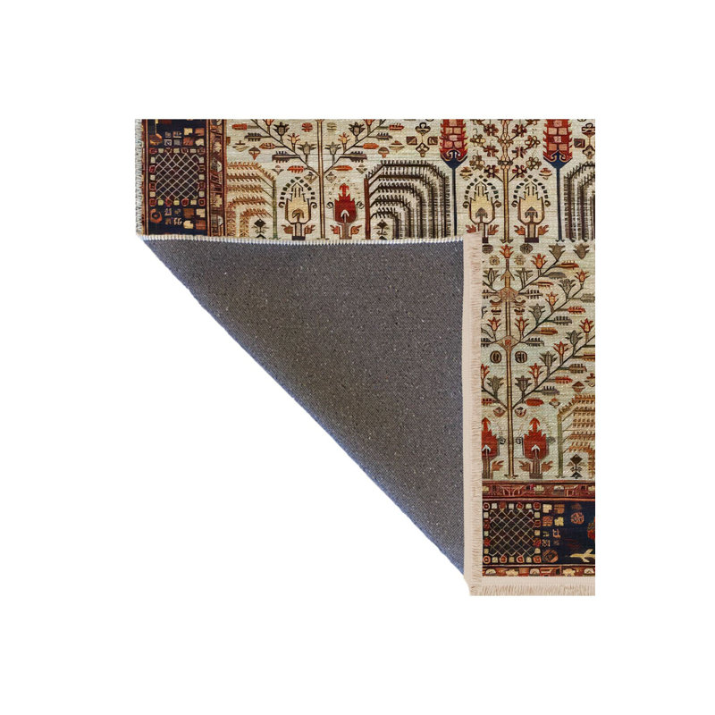 Tapis multicolore multicolore à motif géométrique et motif lavable à la machine, Rectangle 3 pi 11 po x 5 pi 11 po
