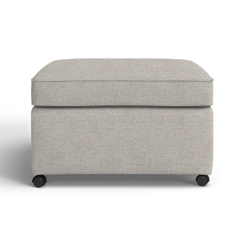 Rika Upholstered Ottoman, Drusky Ivory Sustain® Basketweave