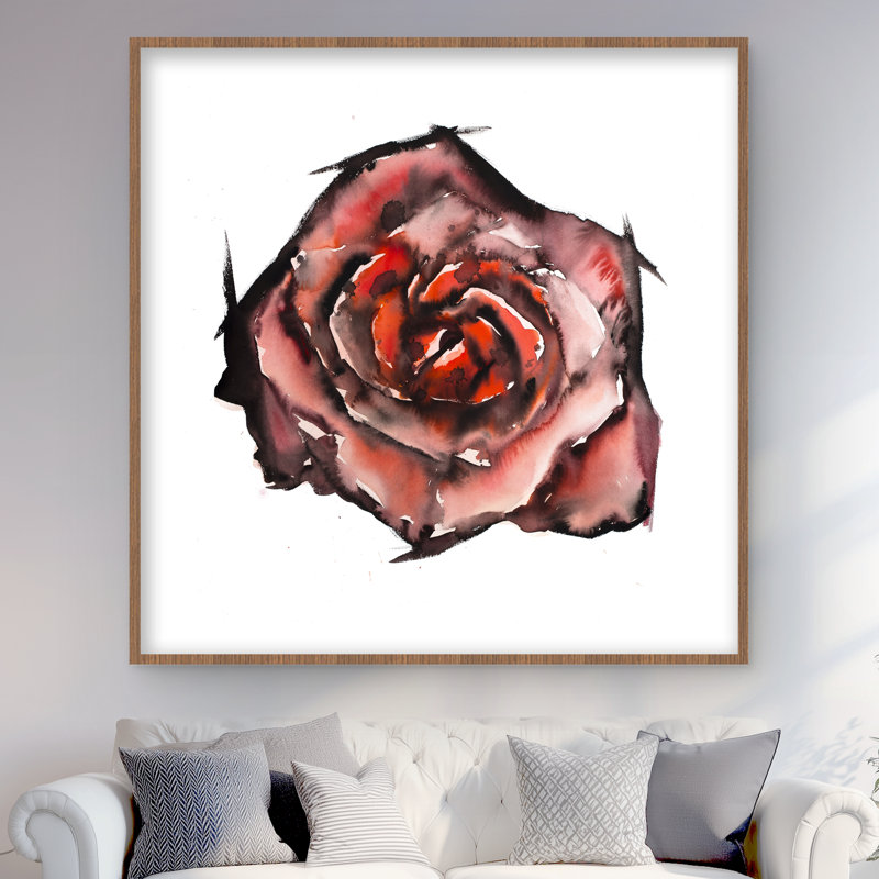 Aquarelle rose - fleurs romantiques encadrées