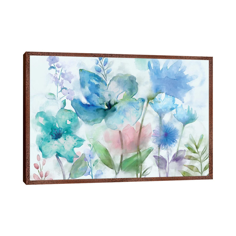 Mingled Blues by Nan - Painting on Canvas, Classic Brown Wood Framed, 101.6 cm H x 66.04 cm W