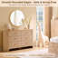 Commode moderne à 6 tiroirs pour la chambre à coucher, commodes de 54 po de largeur et commode à profil courbé, chêne clair-593862949