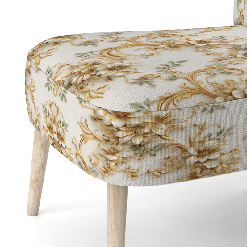 Cadres ornementaux vintage à motif victorien - Chaise d'appoint traditionnelle recouverte de velours, chaise d'appoint dorée