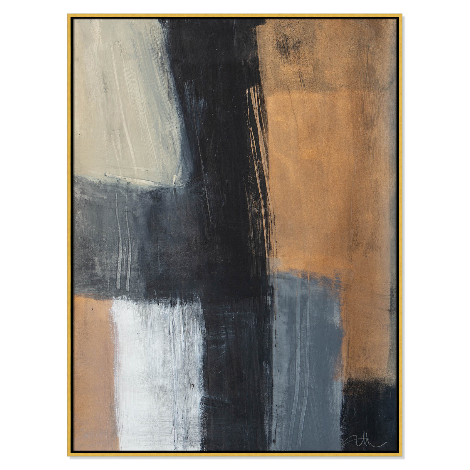 Calderon "Metallic Slate II" Print, Gold Floater Framed, No Mat, 49.5" H x 37.5" W x 2" D