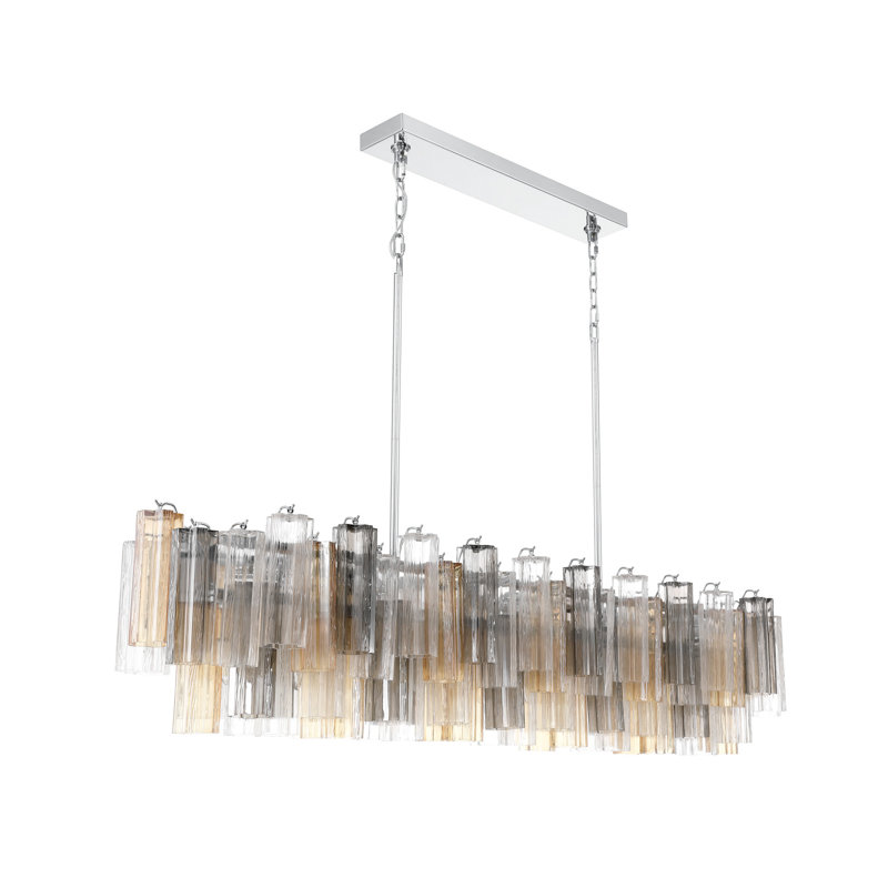 Lustre linéaire en chrome poli de 65 po Delaney, Gris, Chrome poli
