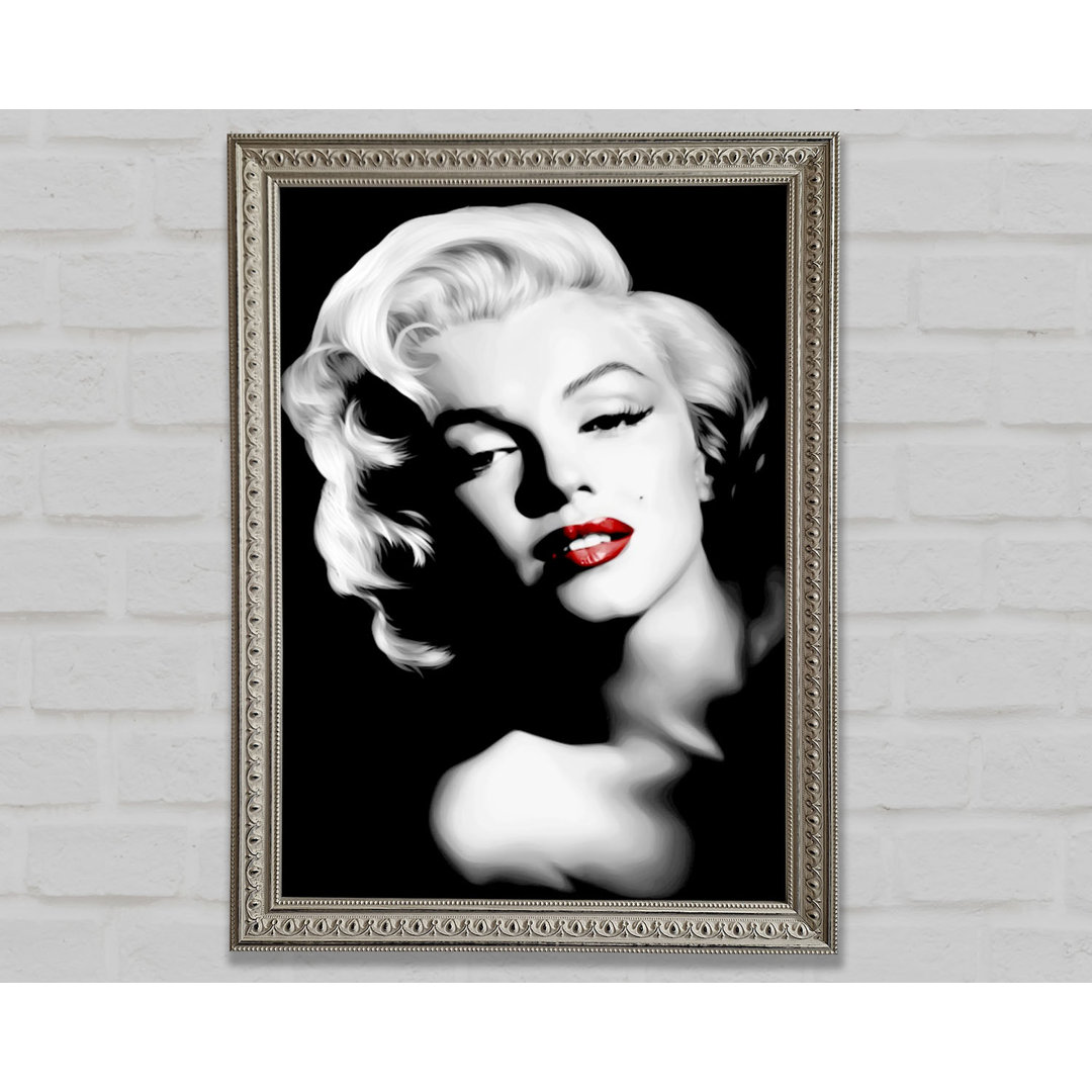 Marilyn Monroe Rote Lippen Portrait - Einzelner Bilderrahmen Kunstdrucke