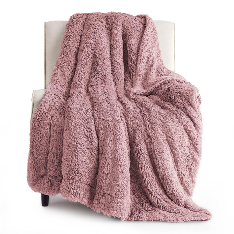 Jeté de lit en fausse fourrure de sherpa Bedure - couverture de lit moelleuse ultra douce pour chambre de dortoir - rose poussiéreux - cadeau parfait pour les adolescentes
