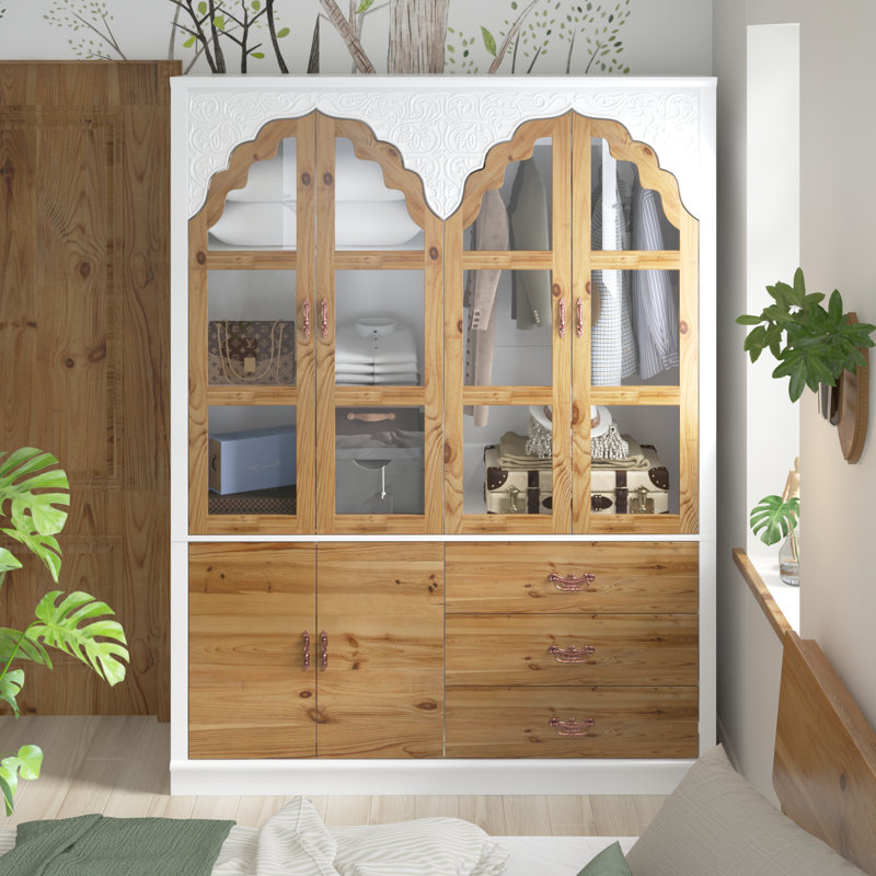 57.5''W Wardrobe With Hanging Pole And Drawers