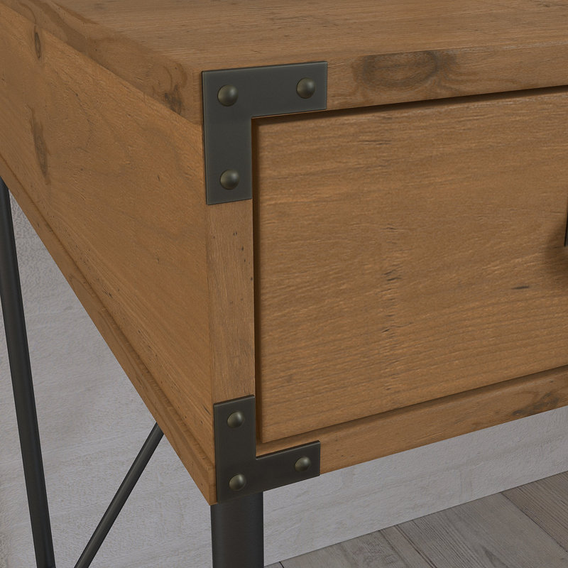 Bureau en L Jazminn, Pin doré rétro