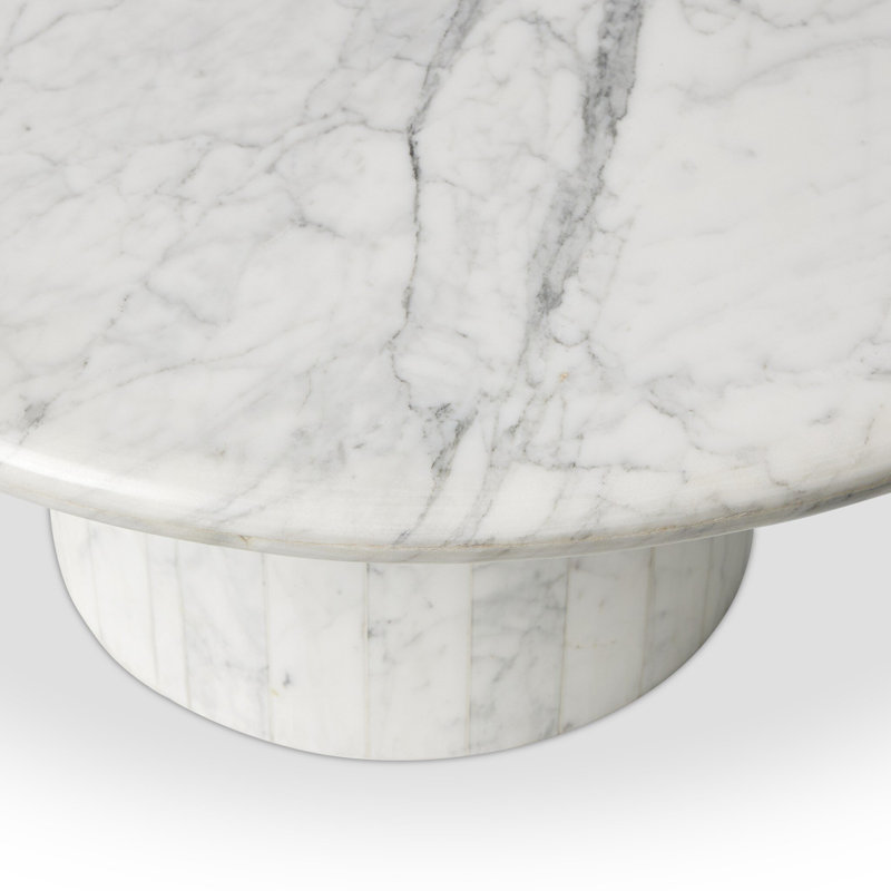 Stuart Marble Coffee Table - Large-White Calacatta Marble, 13" H x 30.75" L x 28.5" W