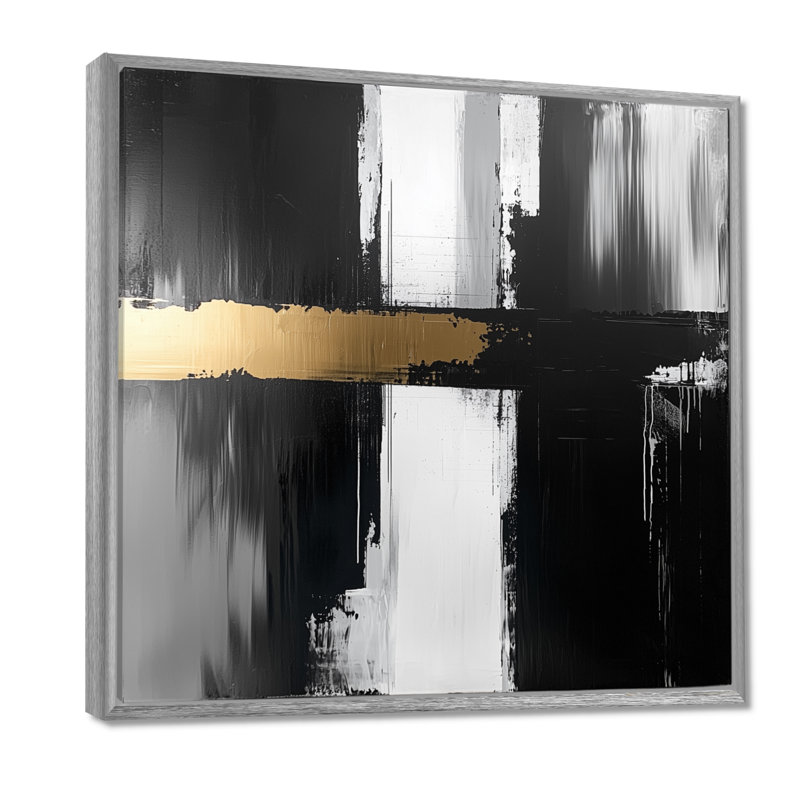 «Nyha Abstract Golden Drift Of The Dark Side IV», art mural moderne transitionnel abstrait, Impression encadrée flottante