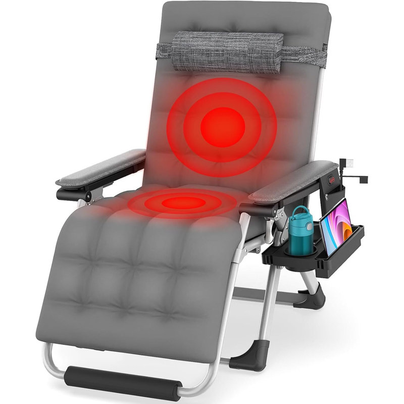 Méridienne chauffante zéro gravité, fauteuil inclinable surdimensionné 29 po avec coussin et 3 réglages de chaleur