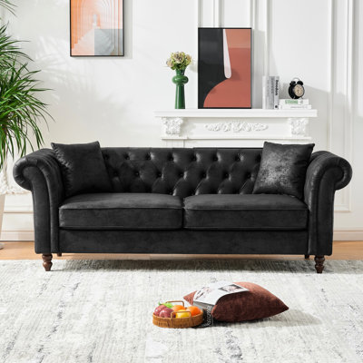 Canapé 3 places et 2 places en tissu technique moderne Mid-Century avec rouleau, 5 sièges pour la vie, le bureau, un appartement, un rembourrage en bois de pin et en mousse, des coussins moelleux - siège, salon, rembourrage