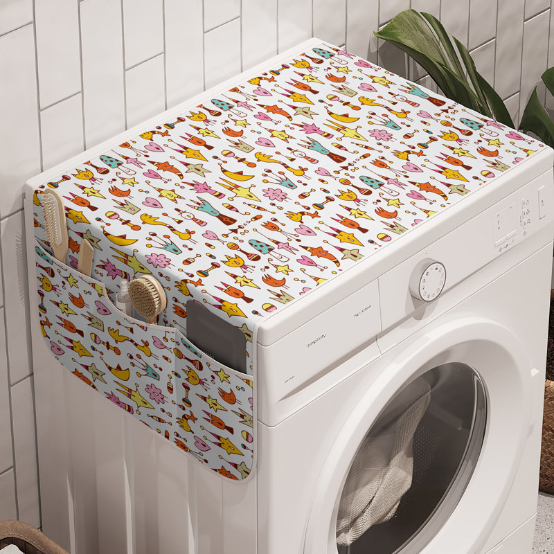 East Urban Home Retro Washing Machine Organizer Pack of 2 47" x 18.5" Pale Vermilion and Seafoam