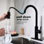 Robinet de cuisine à levier unique avec bec rétractable, acier inoxydable noir mat, buse haute rotative à 360 °, surface de corrosion, aérateurs pour un arrosage en douceur et rempli de bulles