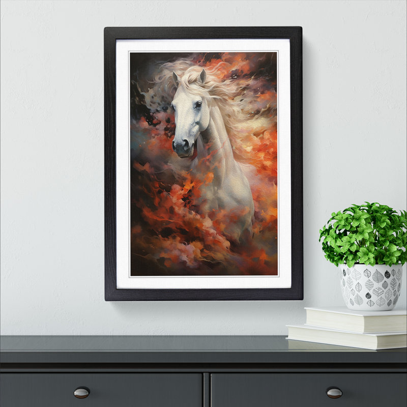 XYZ-FRM-V1223-3654 Horse Informel No.2 - Single Picture Frame Print on Wood