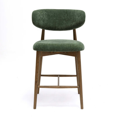 Zinea Forest Green Performance Textured Velvet Counter Stool