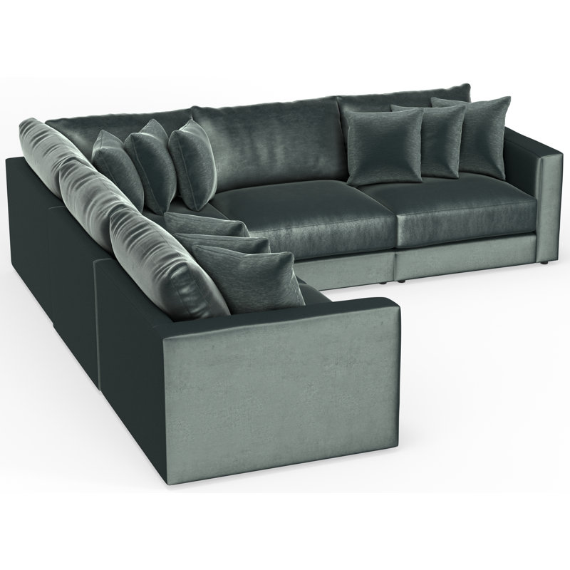 Nyrie 5-piece Modular Sectional, Green Polyester