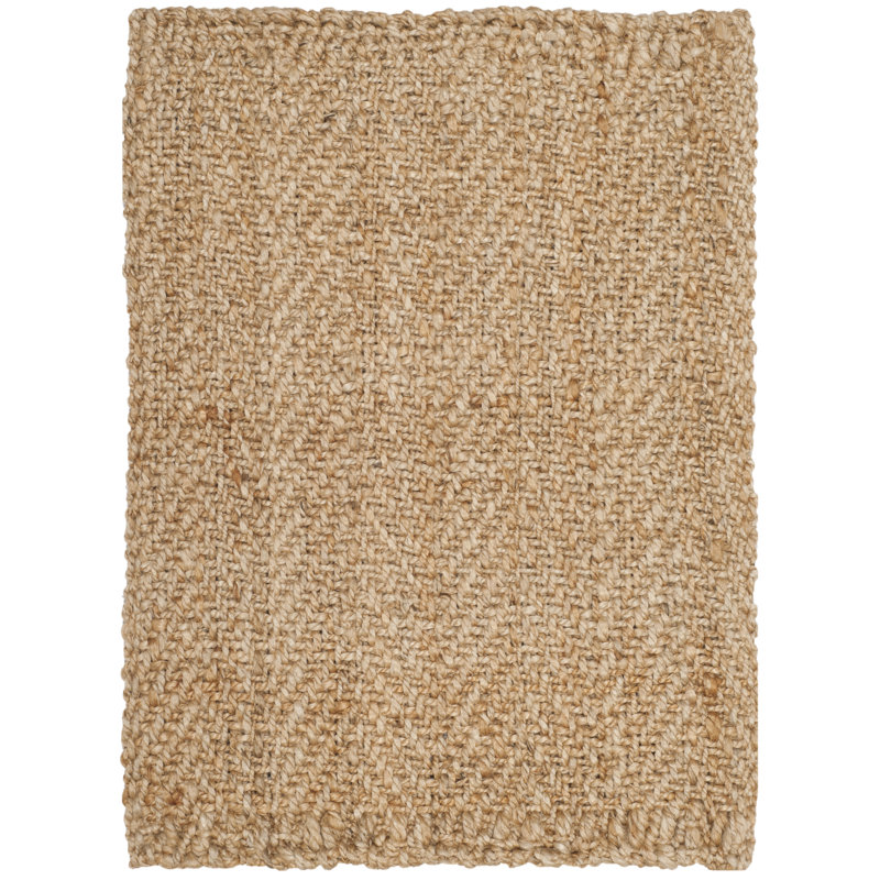 Tapis de couleur naturelle en fibres naturelles de jute Garette, Rectangle 2 pi x 3 pi