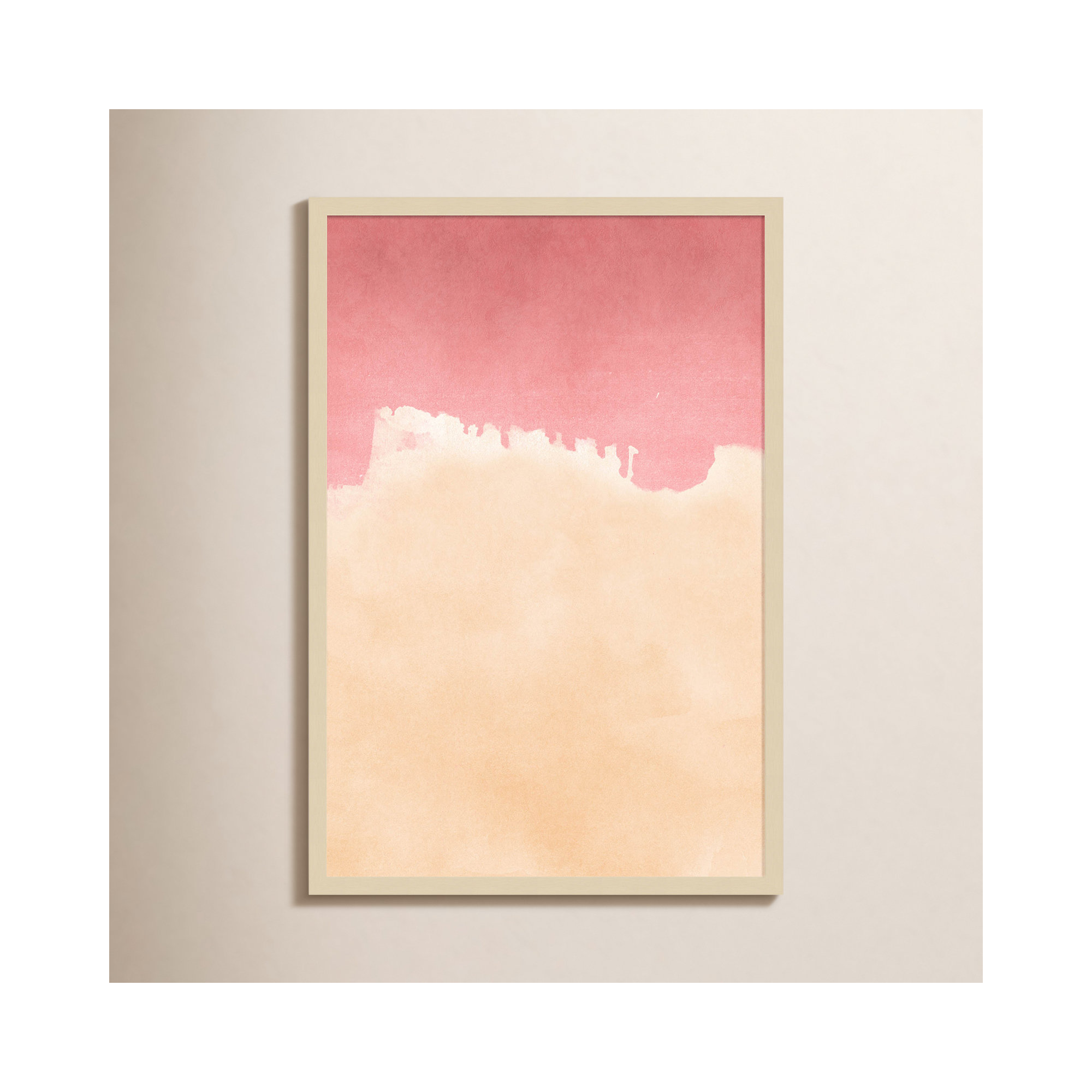 Peachy pink skies by Amini54 Wood Framed Wall Art Print, 33" H x 23" W, Brown