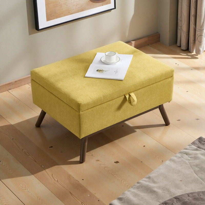 Table basse avec repose-pieds Mid-Century, Jaune