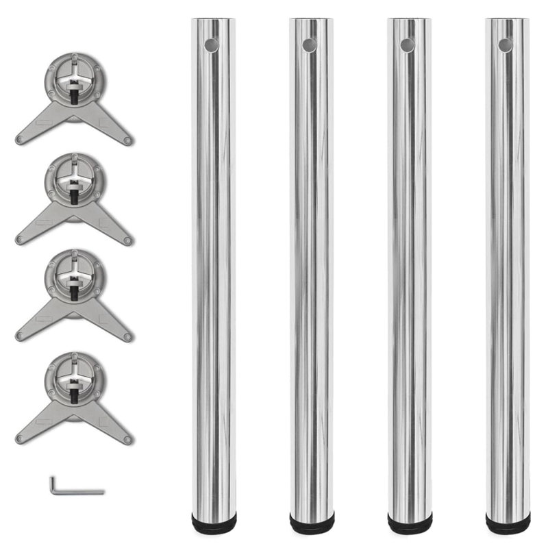 Pieds de table réglables en hauteur Latitude Run®, H 28 po x l 2,4 po x P 2,4 po, Chrome