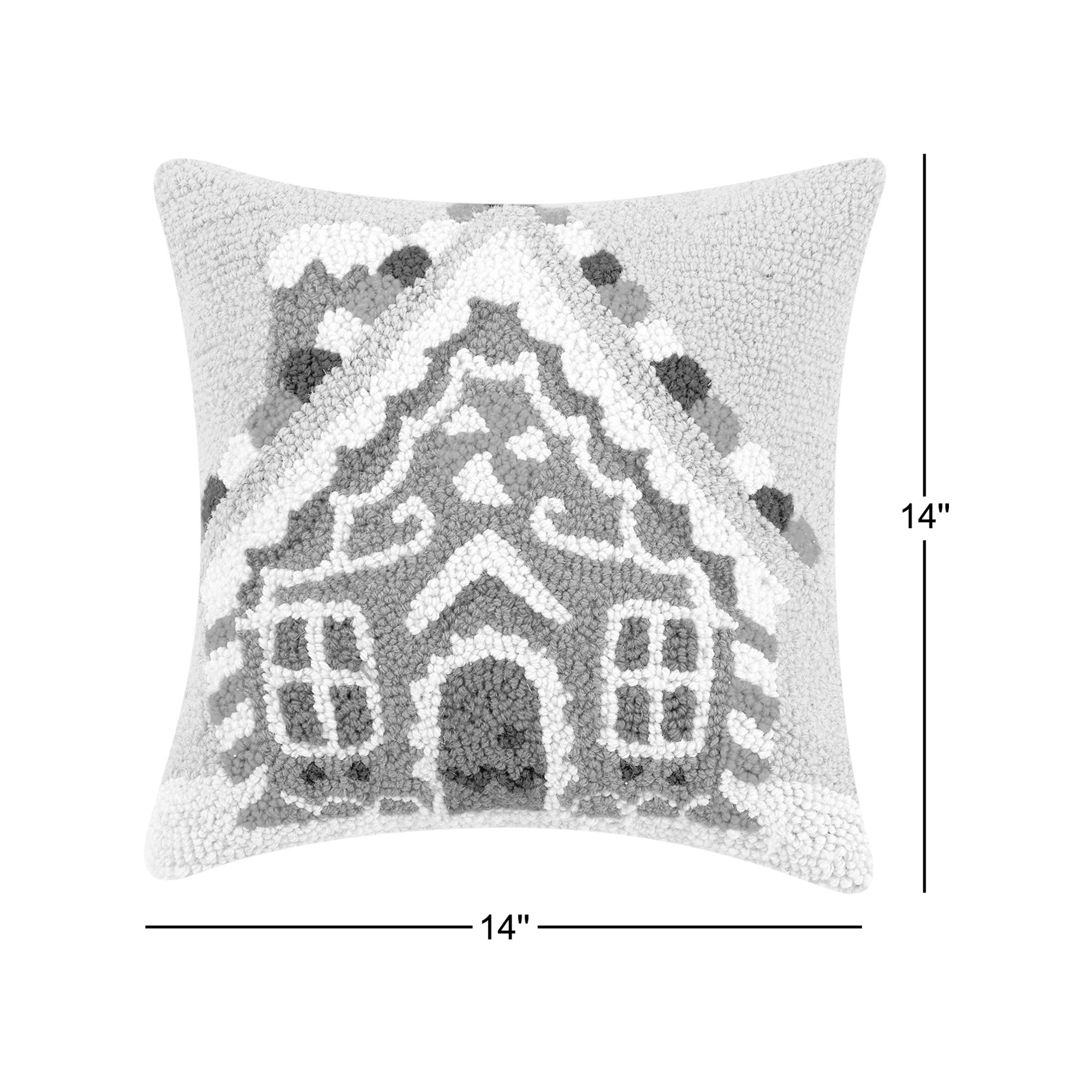 Gingerbread House Wool Hook Pillow
