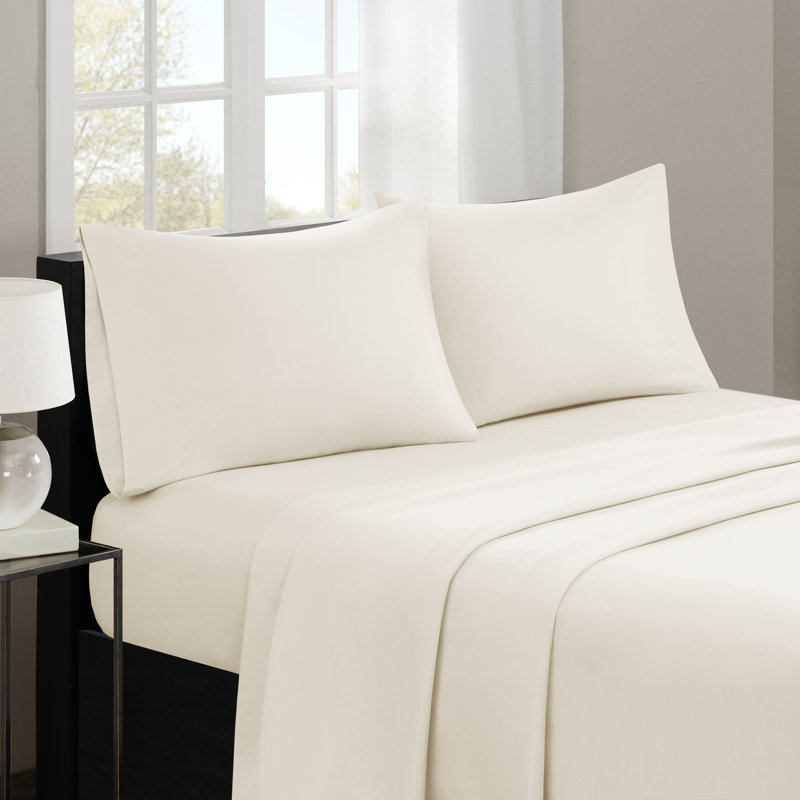 Ivory Full Deep Pocket Cotton Polyester Microfiber Sheet Set