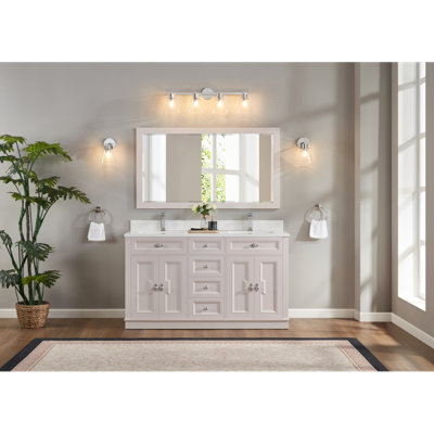 60" Solid Wood Sink Vanity With 1" Artificial Stone Top