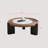 Modern Round Coffee Table Set With Walnut Veneer & Microcrystalline Stone Top – Nesting & Separable Design