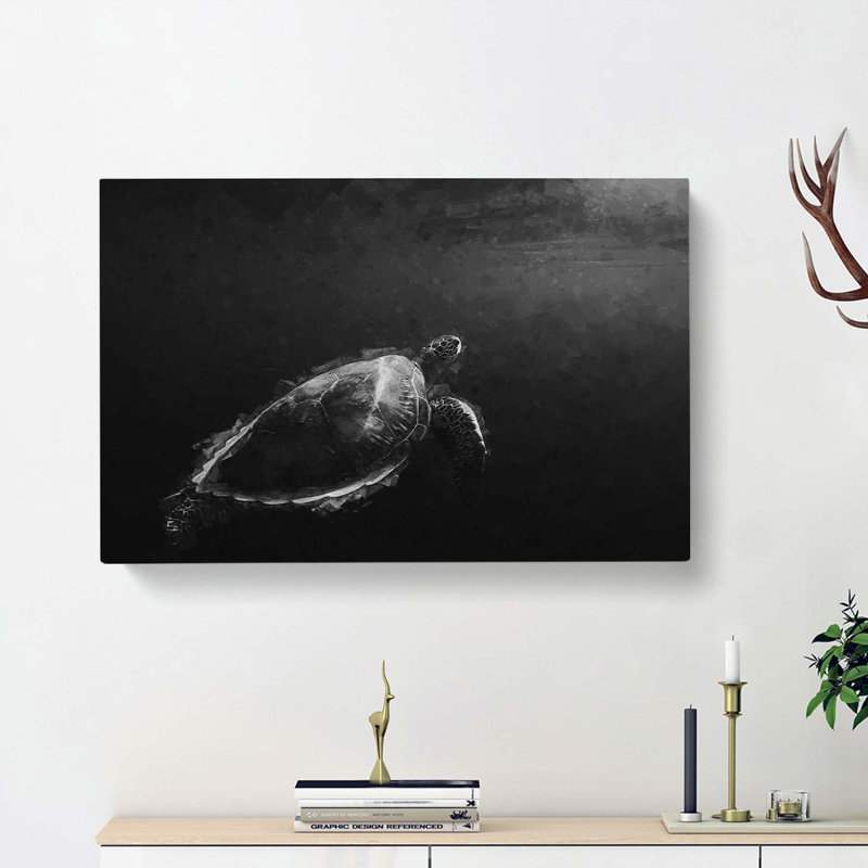 Sea Turtle In Abstract - Wrapped Canvas, 40cm H x 60cm W x 3cm D