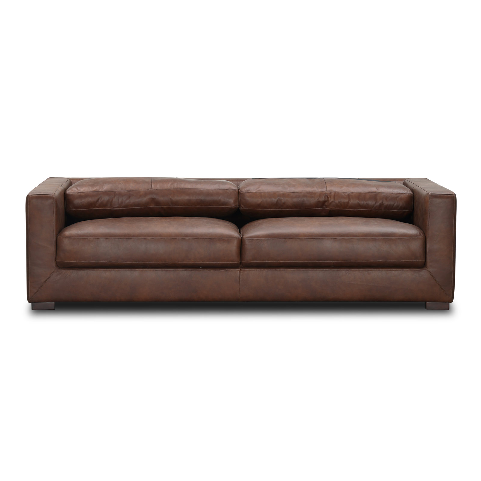  91'' Genuine Leather Sofa, Vintage Tobacco Top Grain Leather