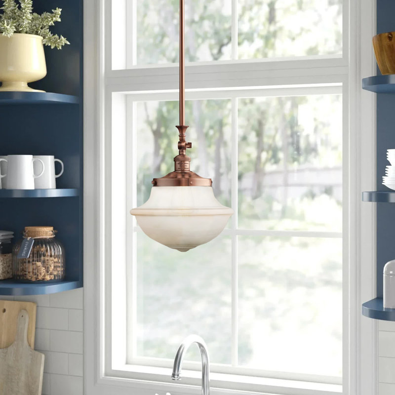 Baptiste 1 - Light Single Pendant, No Bulb Included, Matte White, Antique Copper