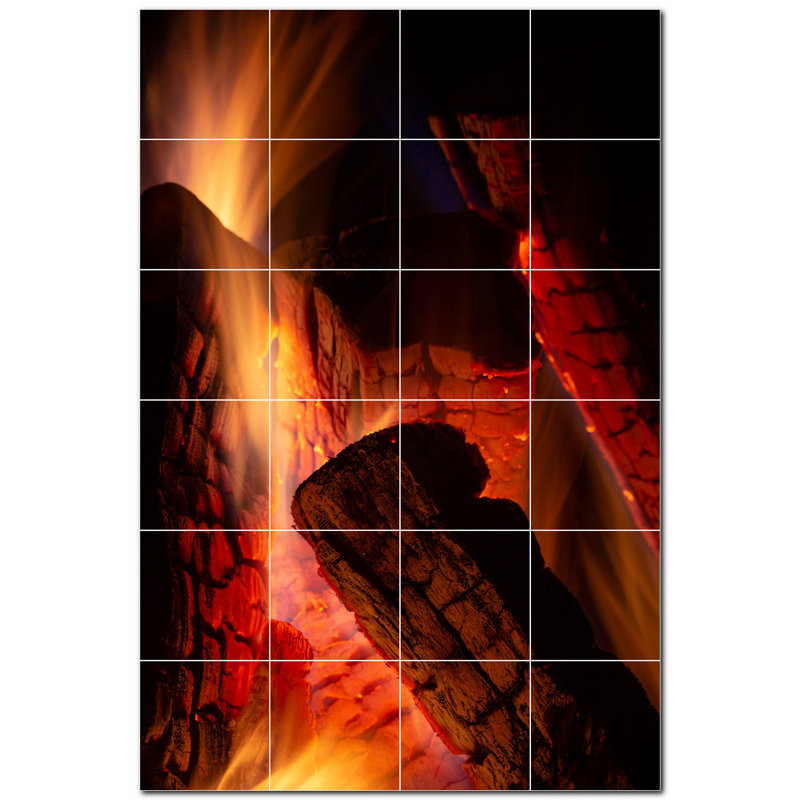 Murale en céramique satinée Fire Photo 4,25 po x 4,25 po