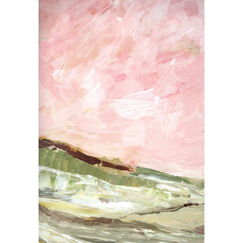 «Green and Pink Hills I» sur toile par Marcy Chapman, H 30 po x l 20 po x P 1,25 po